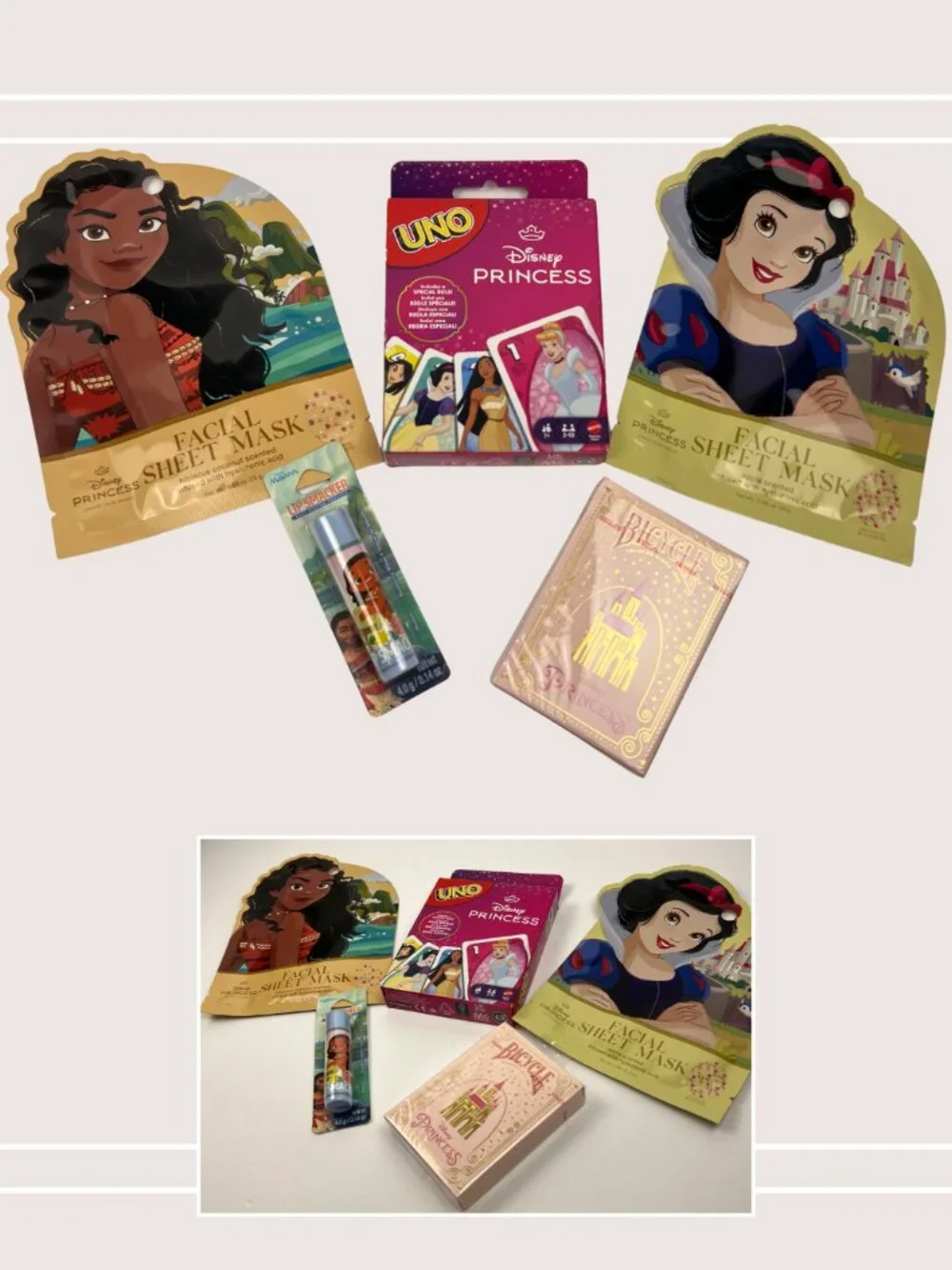 Disney Princess Gift Bundle Cinderella Bath Spa Set UNO Hair Accessories